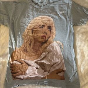 Billie Eilish Light Blue Graphic Tee - Portrait Print